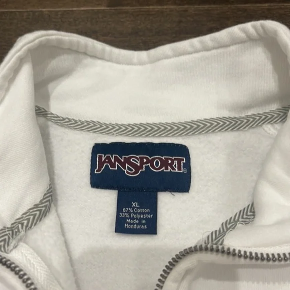 Jansport Notre Dame Quarter Zip White Sweater - size XL - Great Preowned - Picture 6 of 9